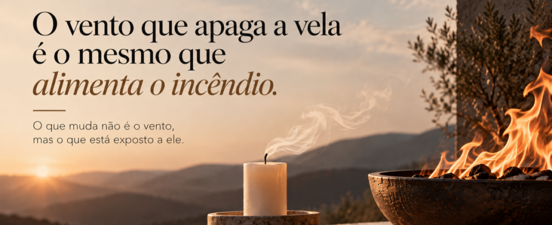 O vento que apaga a vela é o mesmo que alimenta o incêndio.