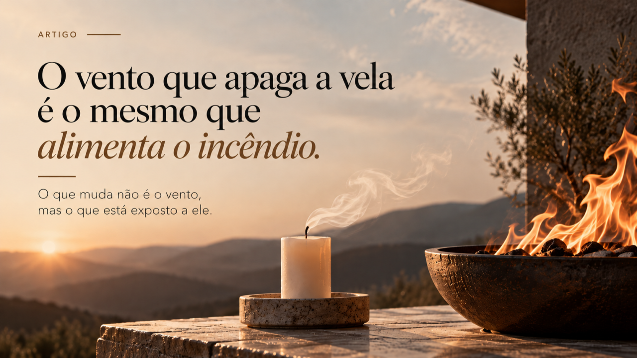 O vento que apaga a vela é o mesmo que alimenta o incêndio.